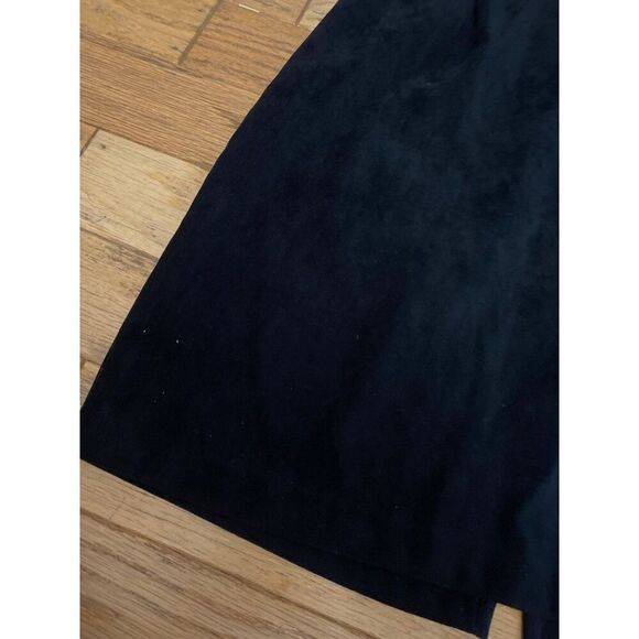 Clio Petites women's vintage black suede side zip back slit short skirt size 6 - Picture 2 of 8